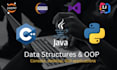 do oop, data structure, and database projects in java, python, cpp, and c sharp