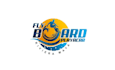 design sunset beaches water and flyboard player logo