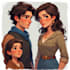 draw cartoon disney couple portrait