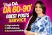 do SEO guest post backlink, high da guest post service, publish article