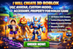 create 3d roblox ugc avatar, custom model, accessory, property for roblox game