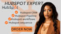 setup hubspot sequence, deals pipelines, CRM automation workflow