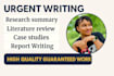 do report writing, research and summary writing, literature, review, case study