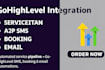 integrate gohighlevel with servicetitan, a2p SMS and automations