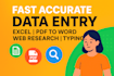 work on data entry, data formatting