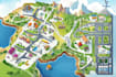 draw a high resolution event map, travel map vector illustration