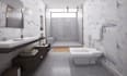 design modern bathroom interior in 3d with realistic render