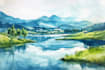 draw a watercolor landscape illustration