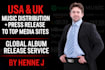 usa, UK music distribution press release to top media sites global album release