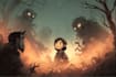 make an dark,horror, creepy illustration with vintage