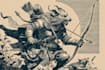 dnd characters in vintage linocut art