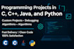 be your coder and do c language cpp c sharp java python programming projects