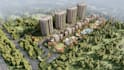 redesign urban space,site plan,landscape rendering,unit apartment,sketchup model