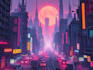 desing cyberpunk futuristic city illustration