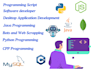 script and develop java, python, sql, and cpp programming projects or bots