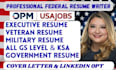 write professional 2 page federal resume usajobs and ats government resume