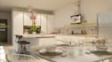renew modern open concept kitchen,dining area,kitchen cabinet,interior rendering