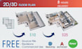 convert 2d to 3d floor plan in 8 hours, house plans, 3d visualization