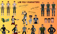 create low poly y2k ps1 ps2 n64 style characters, game assets, loop animation