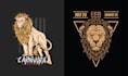 design hand drawn tiger and  lion head logo