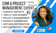 hubspot CRM flows trello task boards monday reporting dashboards metrics notion