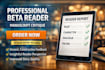 be your professional beta reader and provide a detailed manuscript critique