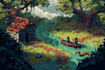 make pixel art scene or background