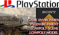 create retro ps1 3d lowpoly environmentand pixel tileset game maps