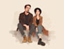 custom couple portrait in disney characters