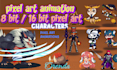 do 8bit 16bit 32bit 2d pixel art characters, sprite sheet animation game assets