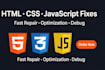 fix HTML, CSS, and javascript issues on your website