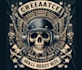 create vintage skull biker helmet logo