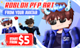 draw your roblox avatar character as profile picture pfp
