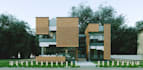 3d architecture, modular apartment, brick house, site plan, multi zone building