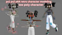 create retro ps1 n64 low poly 3d character model with rigging and animation