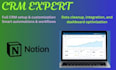 notion expert, setup notion crm, customize notion projects, notion database