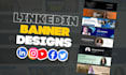 design redesign linkedin banner, cover, header and posts