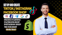 set up tiktok shop dropshipping,facebook shop setup, instagram shop optimization