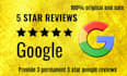 provide 3 permanent 5 star google reviews