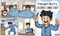create a funny and colorful comic strip from your idea
