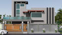redesign 3d house elevation, villa facade design, landscape exterior, skp model