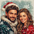 do custom christmas card single, couple portrait illustration