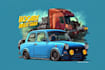 create cartoon car illustration with comic style