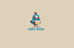 design cartoon robot pigeon logo