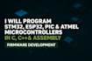 program msp432, stm32, esp32, pic, and atmel microcontrollers in c and assembly