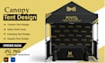 create tent setup including banners table cover and backdrop