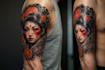 drawing a tattoo design in japanese style