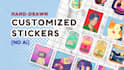 design cute custom hand drawn stickers with commercial use included