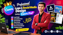 create a logo and social media design using canva pro graphic design