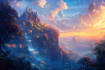 draw a fantasy landscape illustrations